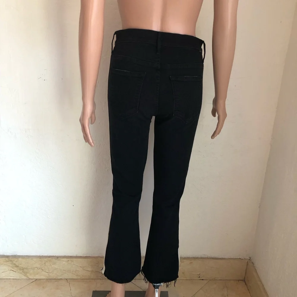 MOTHER The Insider Crop High-Rise Black/Cream Denim Jeans Pants Women’s Size 27